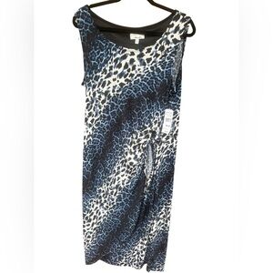 Signature by Robbie Bee Blue and Black Cocktail Dress One Shoulder
